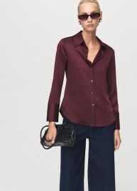 Satin finish flowy shirt - Women MANGO USA at Mango